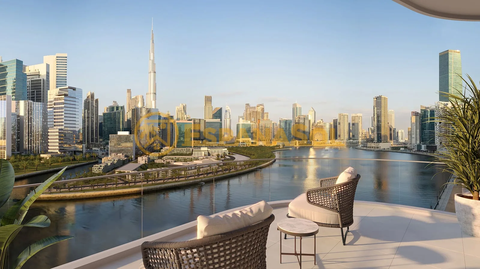 Apartment in Business Bay am Kanal mit Blick auf den Burj Khalifa